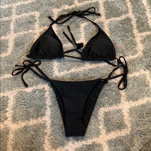 plain black bathing suit